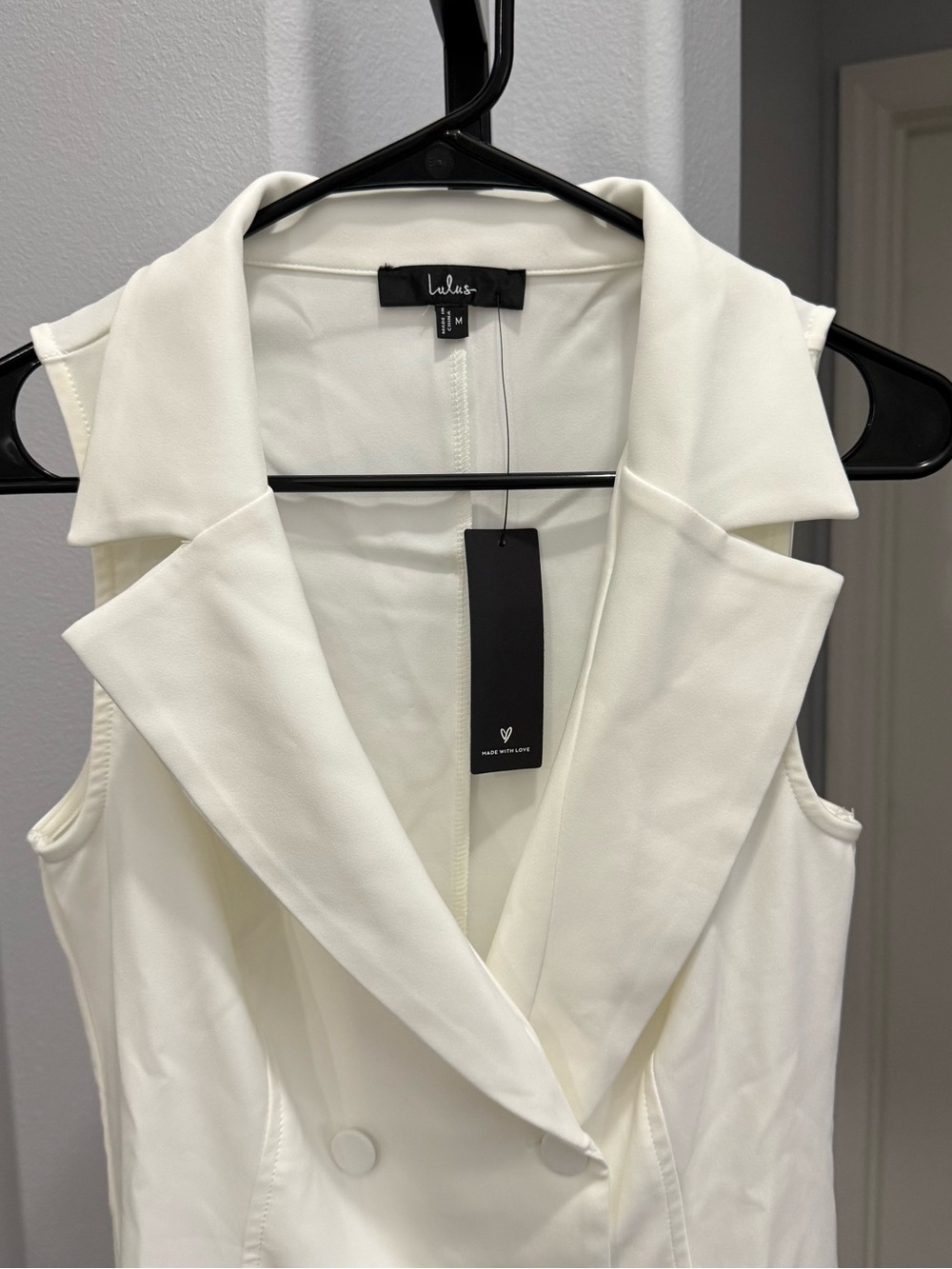Lulus Posh Vision White Sleeveless Blazer Pleated Mini Dress Size Medium - Picture 4 of 7